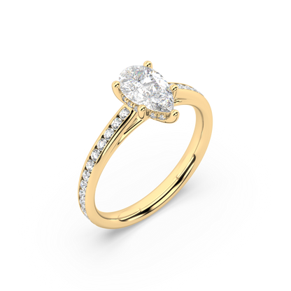 Carmen Hidden Halo Pear Cut Lab Grown Channel 18K Engagement Ring