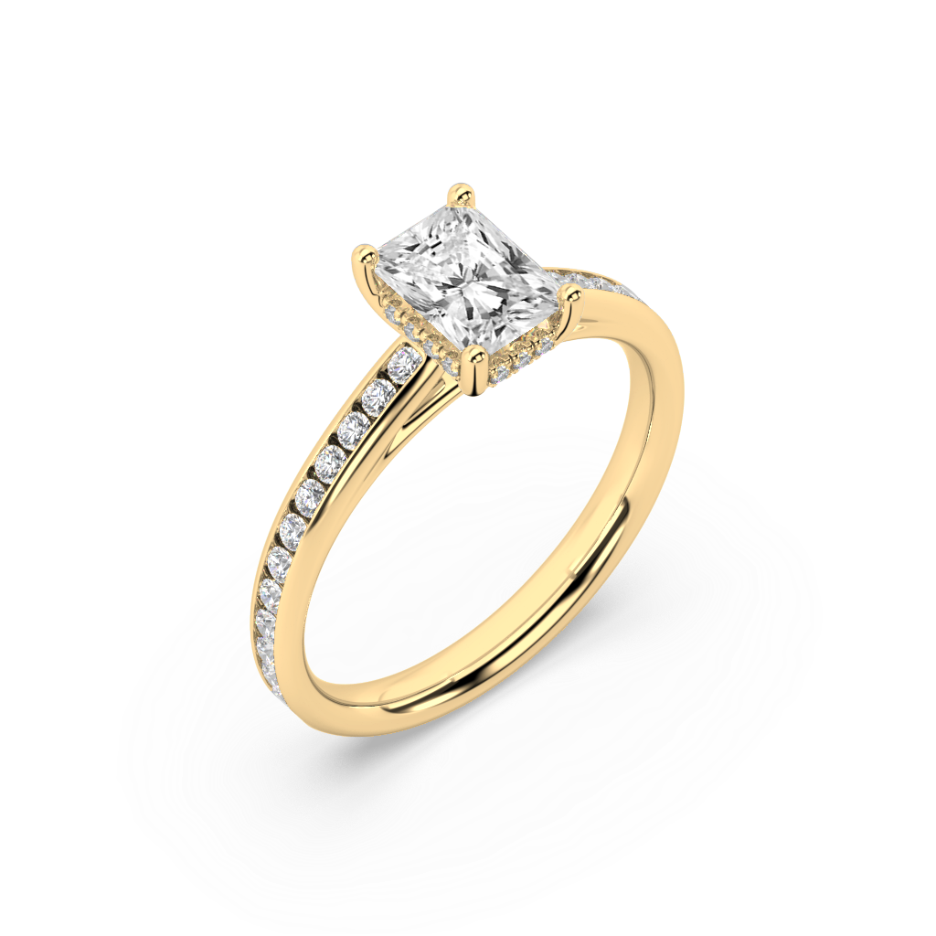 Carmen Hidden Halo Radiant Cut Lab Grown Channel 18K Engagement Ring