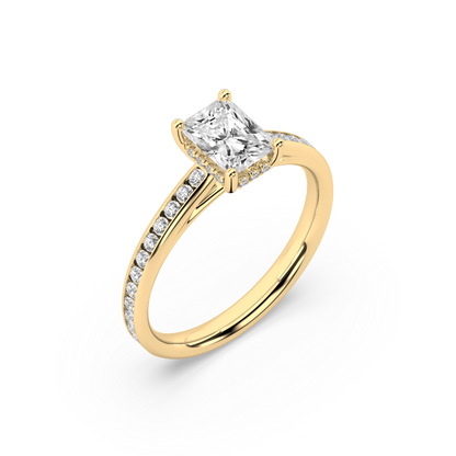 Carmen Hidden Halo Radiant Cut Lab Grown Channel 18K Engagement Ring