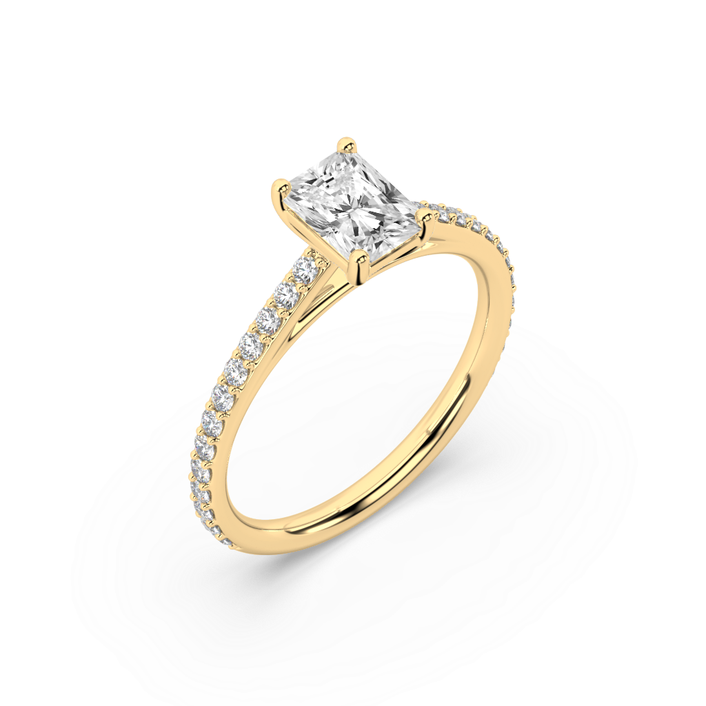 Carmen Classic Prong Radiant Cut Lab Grown Channel 18K Engagement Ring