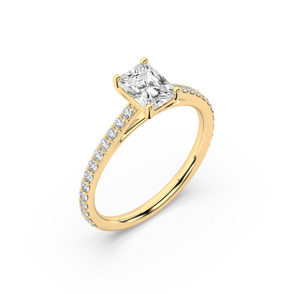 Carmen Classic Prong Radiant Cut Lab Grown Channel 18K Engagement Ring