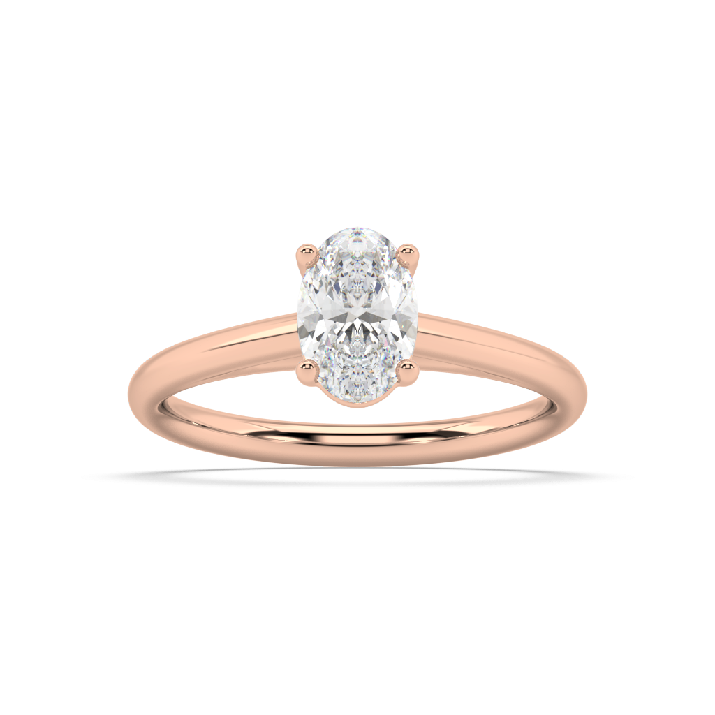 Carmen Classic Prong Oval Cut Lab Grown Plain 18K Engagement Ring