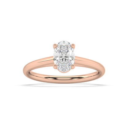 Carmen Classic Prong Oval Cut Lab Grown Plain 18K Engagement Ring