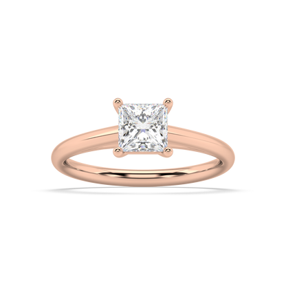 Carmen Classic Prong Princess Cut Lab Grown Plain 18K Engagement Ring