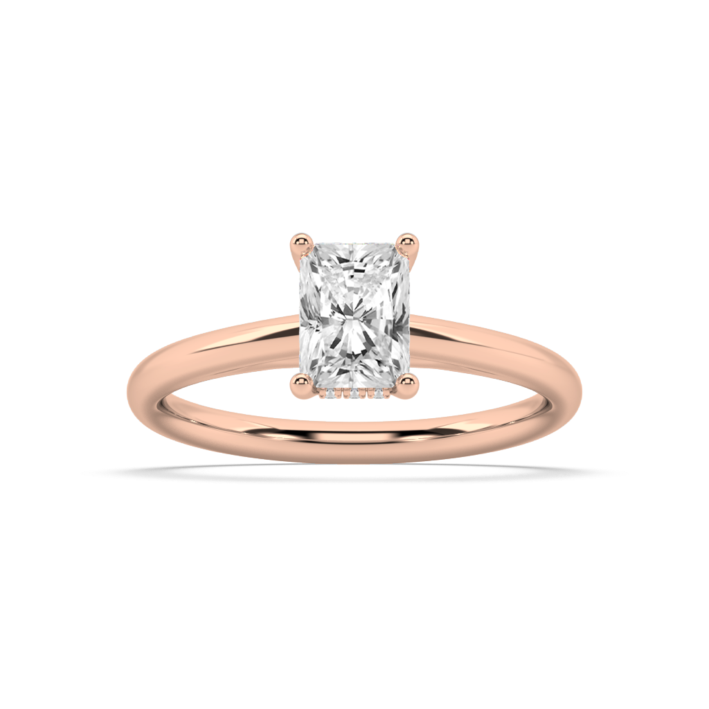 Carmen Hidden Halo Radiant Cut Lab Grown Plain 18K Engagement Ring