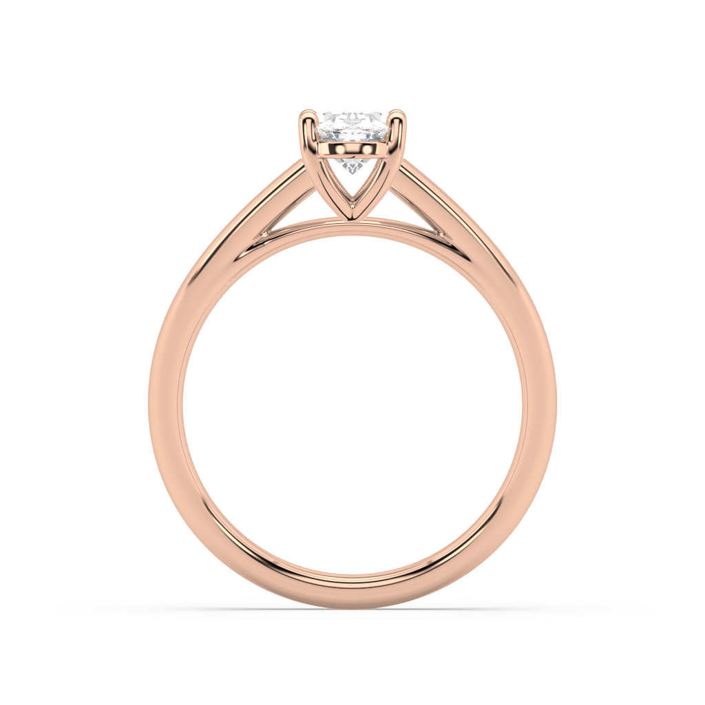 Carmen Classic Prong Oval Cut Lab Grown Plain 18K Engagement Ring