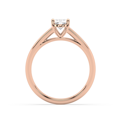 Carmen Classic Prong Oval Cut Lab Grown Plain 18K Engagement Ring