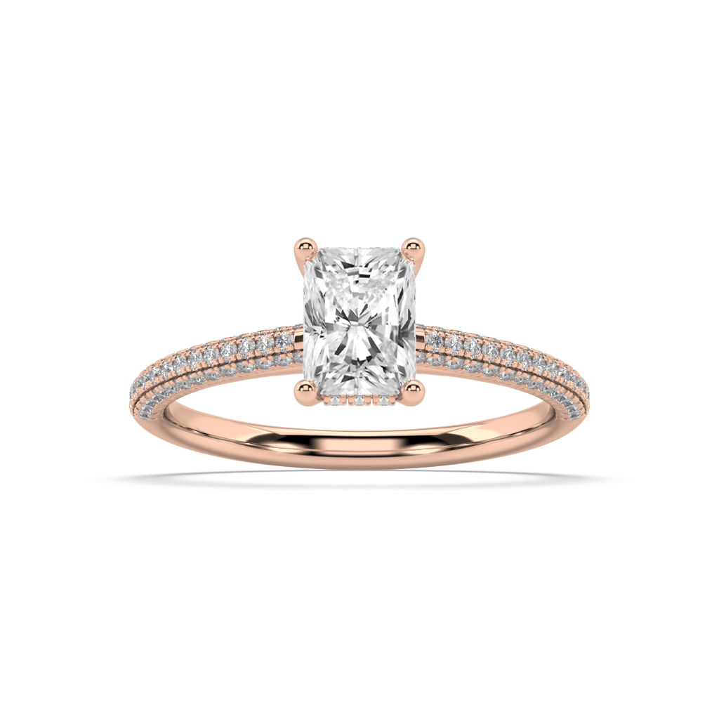 Carmen Hidden Halo Radiant Cut Lab Grown Pave 18K Engagement Ring