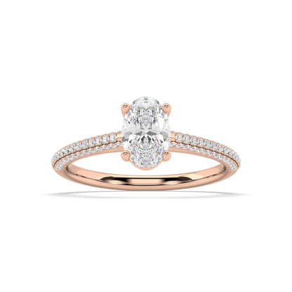 Carmen Classic Prong Oval Cut Lab Grown Pave 18K Engagement Ring