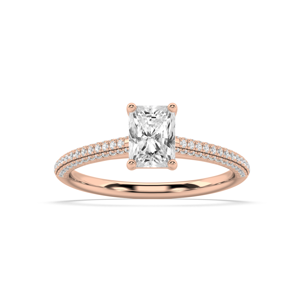 Carmen Classic Radiant Cut Lab Grown Pave 18K Engagement Ring