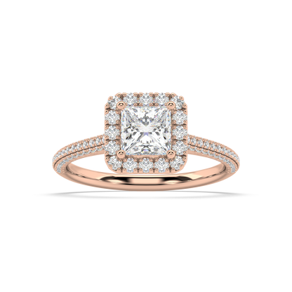 Carmen Halo Princess Cut Lab Grown Pave 18K Engagement Ring