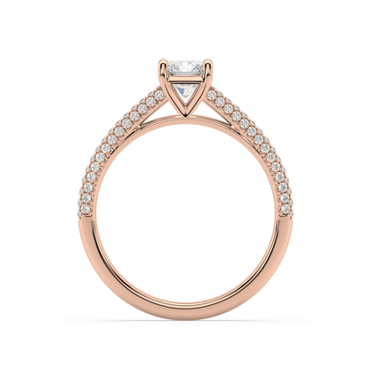 Carmen Classic Radiant Cut Lab Grown Pave 18K Engagement Ring