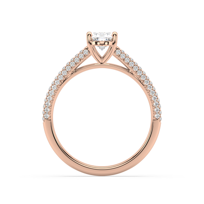 Carmen Classic Prong Oval Cut Lab Grown Pave 18K Engagement Ring