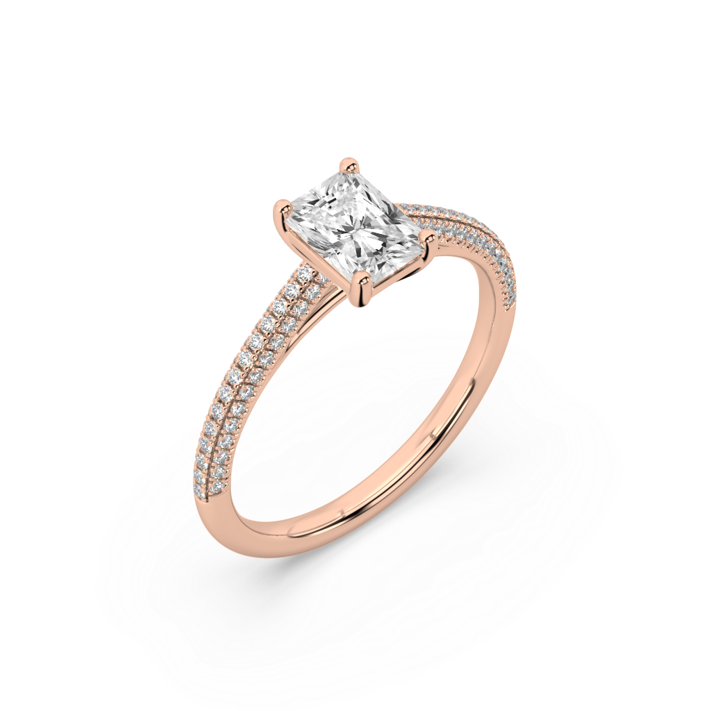 Carmen Classic Radiant Cut Lab Grown Pave 18K Engagement Ring