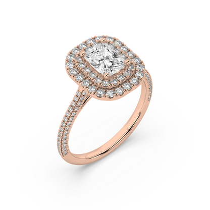 Carmen Double Halo Radiant Cut Lab Grown Pave 18K Engagement Ring