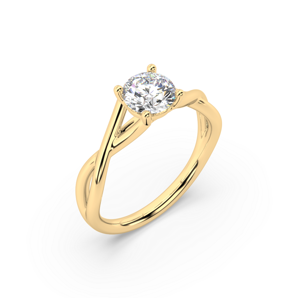 Classic Prong Round Lab Grown Plain 18K Engagement Ring