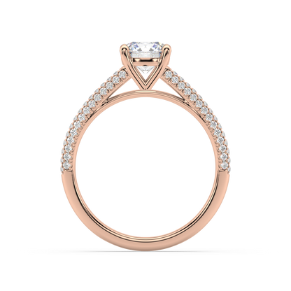 Carmen Classic Prong Round Lab Grown Pave 18K Engagement Ring