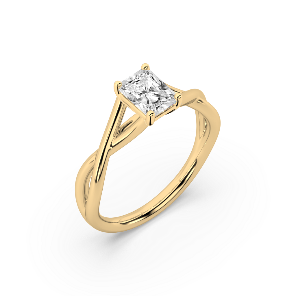 Classic Prong Radiant Cut Lab Grown Plain 18K Engagement Ring