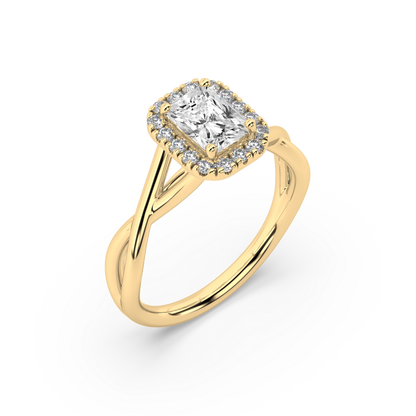 Halo Radiant Cut Lab Grown Plain 18K Engagement Ring