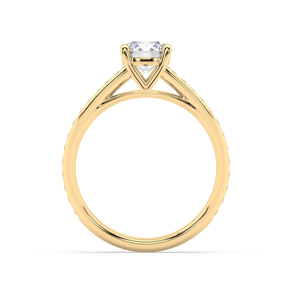 Carmen Classic Prong Round Lab Grown Channel 18K Engagement Ring