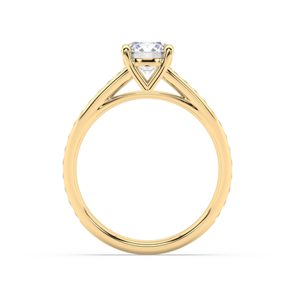 Carmen Classic Prong Round Lab Grown Channel 18K Engagement Ring