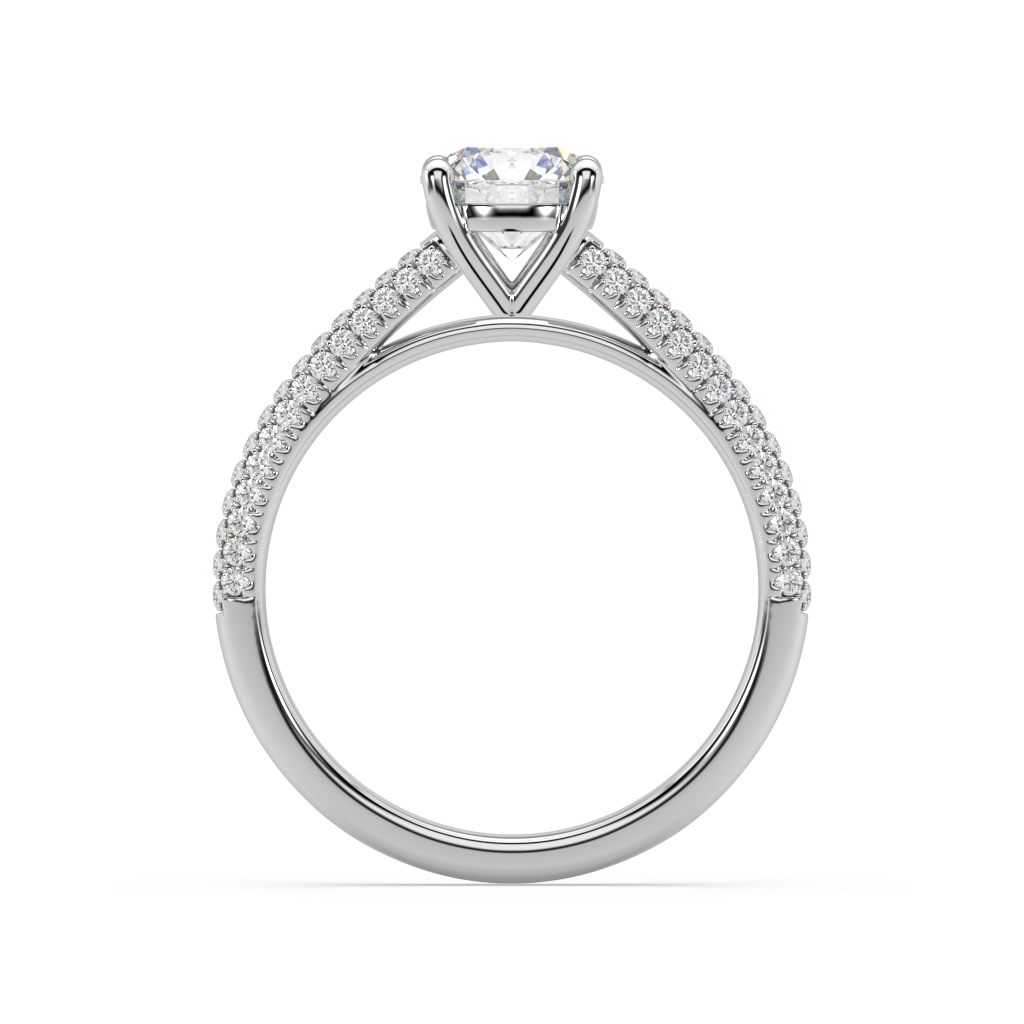 Carmen Classic Prong Round Lab Grown Pave 18K Engagement Ring