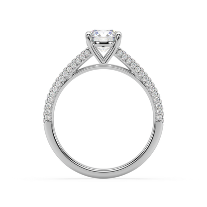 Carmen Classic Prong Round Lab Grown Pave 18K Engagement Ring