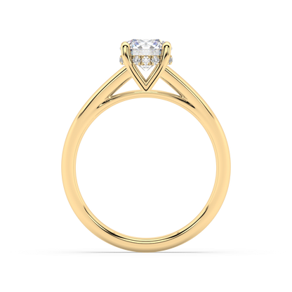 Carmen Hidden Halo Round Lab Grown Plain 18K Engagement Ring