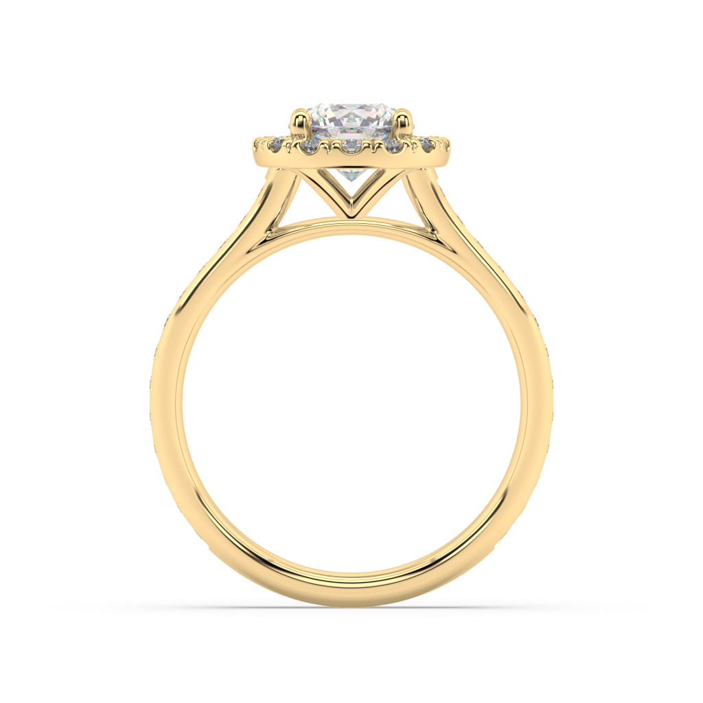 Carmen Halo Round Lab Grown Channel 18K Engagement Ring