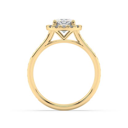 Carmen Halo Round Lab Grown Channel 18K Engagement Ring