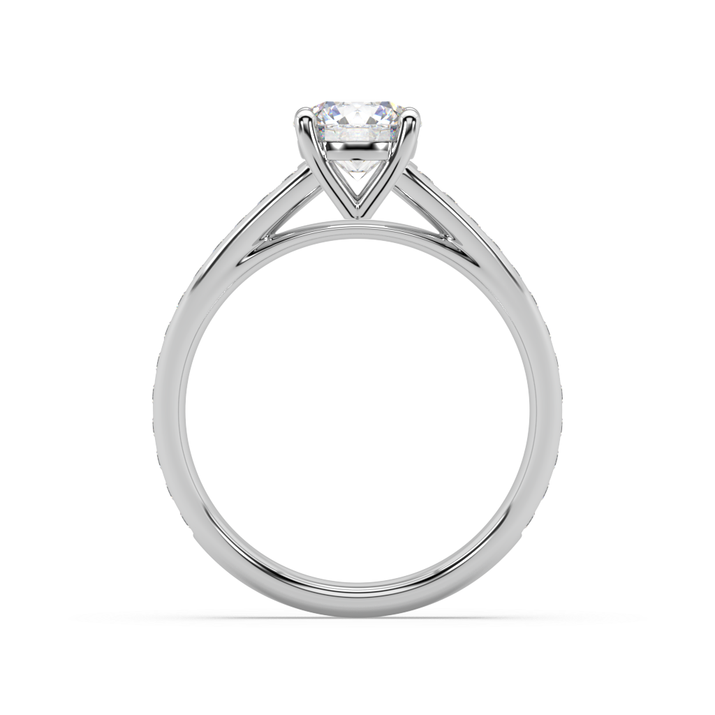 Carmen Classic Prong Round Lab Grown Channel 18K Engagement Ring