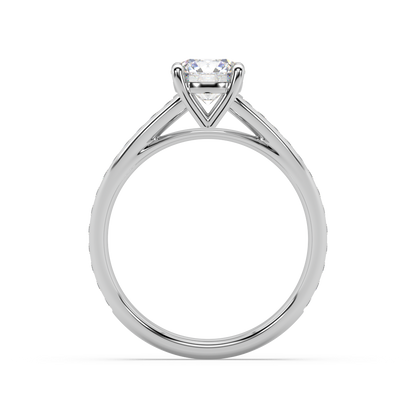 Carmen Classic Prong Round Lab Grown Channel 18K Engagement Ring