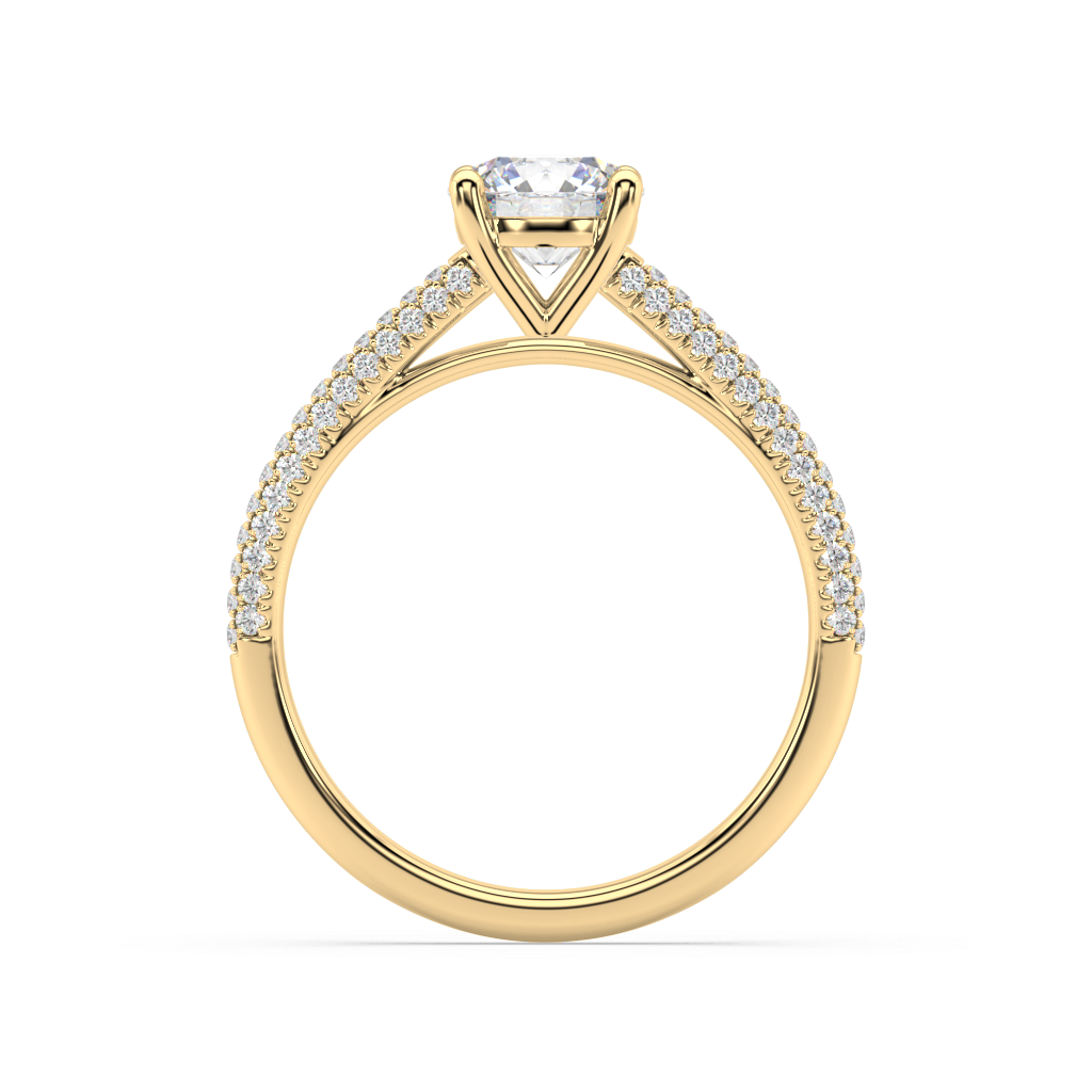 Carmen Classic Prong Round Lab Grown Pave 18K Engagement Ring