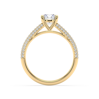 Carmen Classic Prong Round Lab Grown Pave 18K Engagement Ring