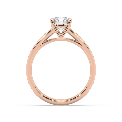 Carmen Classic Prong Round Lab Grown Channel 18K Engagement Ring