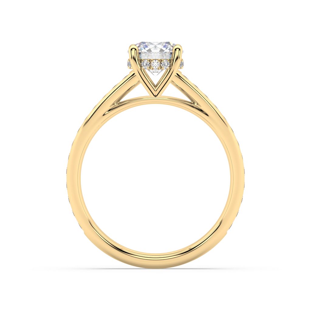 Carmen Hidden Halo Round Lab Grown Channel 18K Engagement Ring