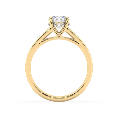 Carmen Hidden Halo Round Lab Grown Channel 18K Engagement Ring