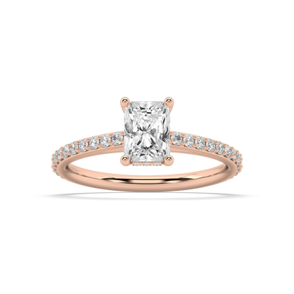 Carmen Hidden Halo Radiant Cut Lab Grown Prong 18K Engagement Ring