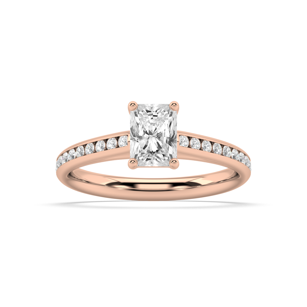 Carmen Classic Prong Radiant Cut Lab Grown Channel 18K Engagement Ring