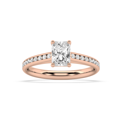 Carmen Classic Prong Radiant Cut Lab Grown Channel 18K Engagement Ring