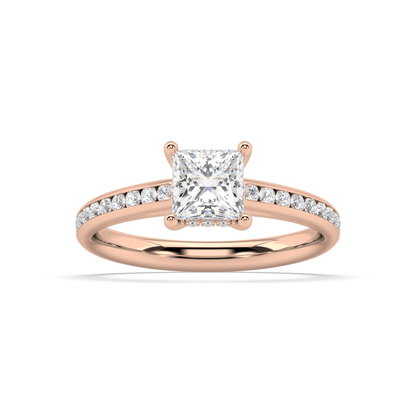 Carmen Hidden Halo Princess Cut Lab Grown Channel 18K Engagement Ring