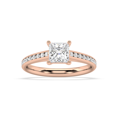 Carmen Classic Prong Princess Cut Lab Grown Channel 18K Engagement Ring