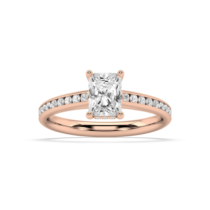 Carmen Hidden Halo Radiant Cut Lab Grown Channel 18K Engagement Ring