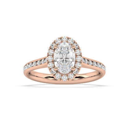 Carmen Halo Oval Cut Lab Grown Channel 18K Engagement Ring