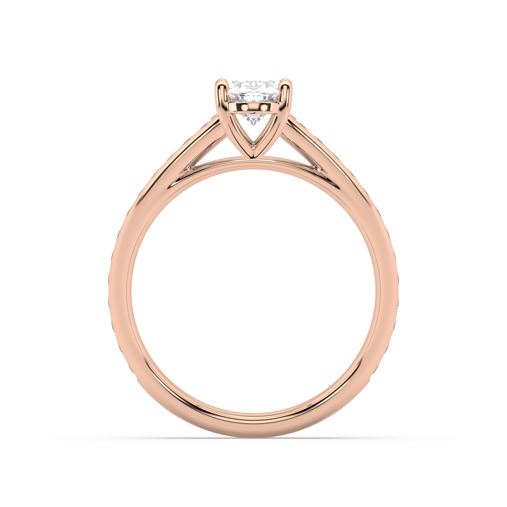 Carmen Classic Prong Oval Cut Lab Grown Channel 18K Engagement Ring