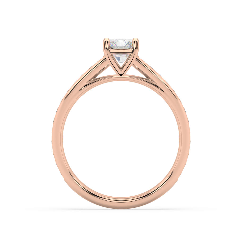 Carmen Classic Prong Radiant Cut Lab Grown Channel 18K Engagement Ring