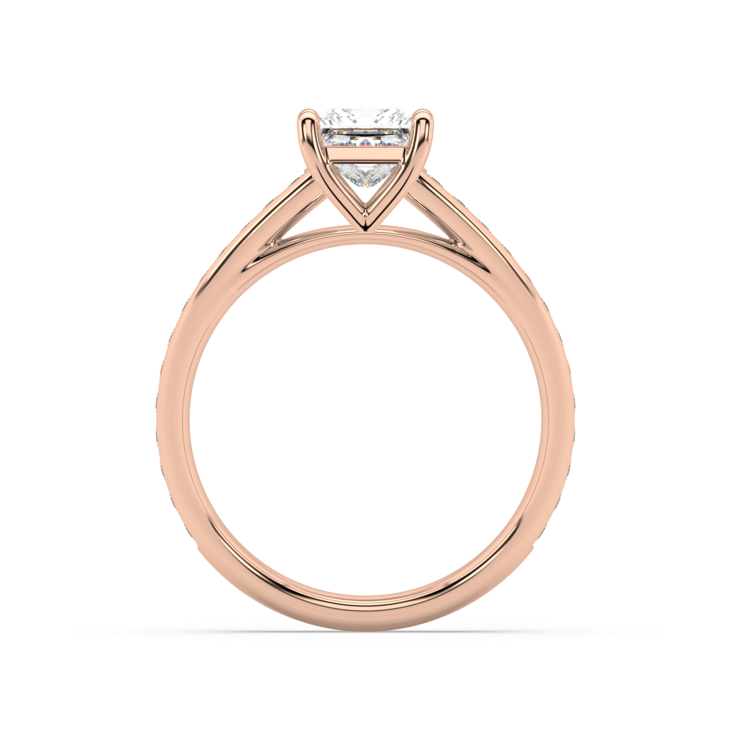 Carmen Classic Prong Princess Cut Lab Grown Channel 18K Engagement Ring