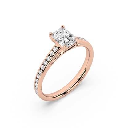 Carmen Classic Prong Radiant Cut Lab Grown Channel 18K Engagement Ring