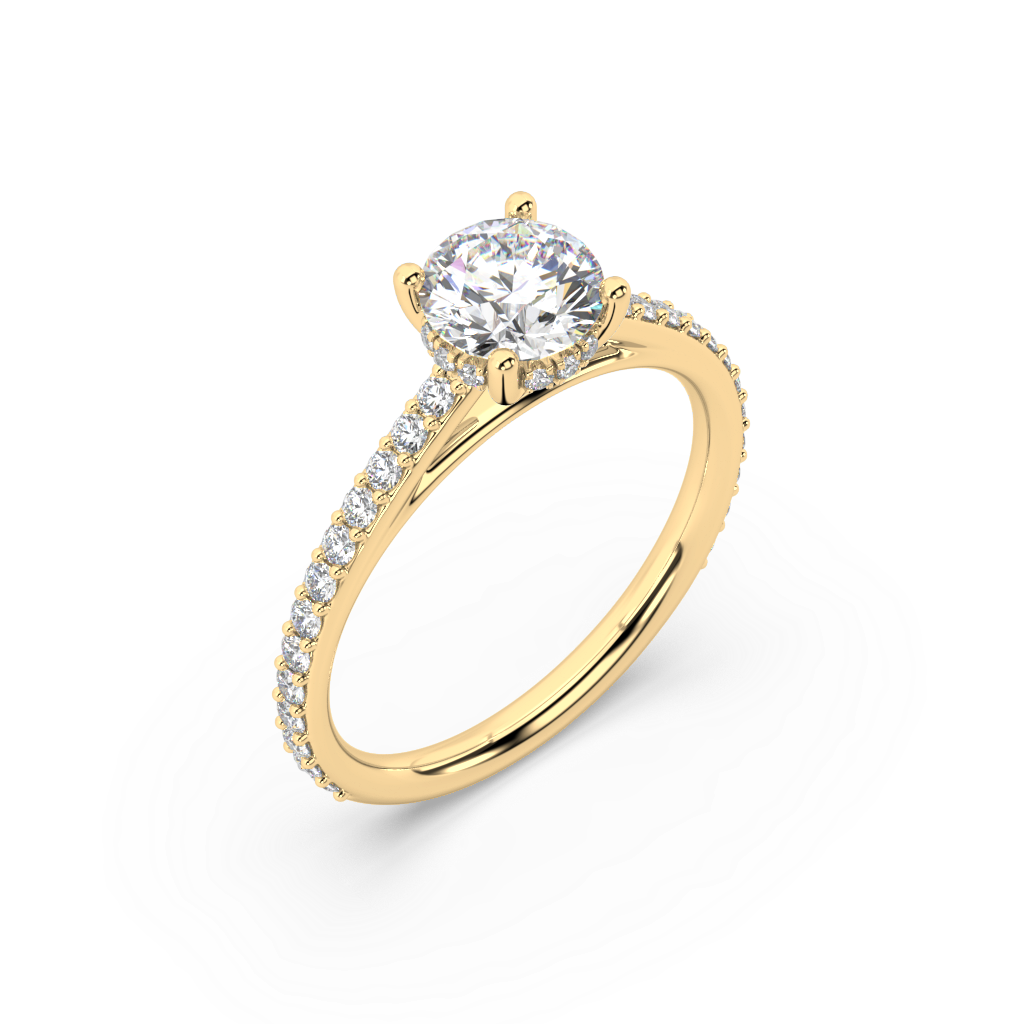 Carmen Hidden Halo Round Lab Grown Prong 18K Engagement Ring