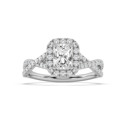 Halo Radiant Cut Lab Grown Pave 18K Engagement Ring